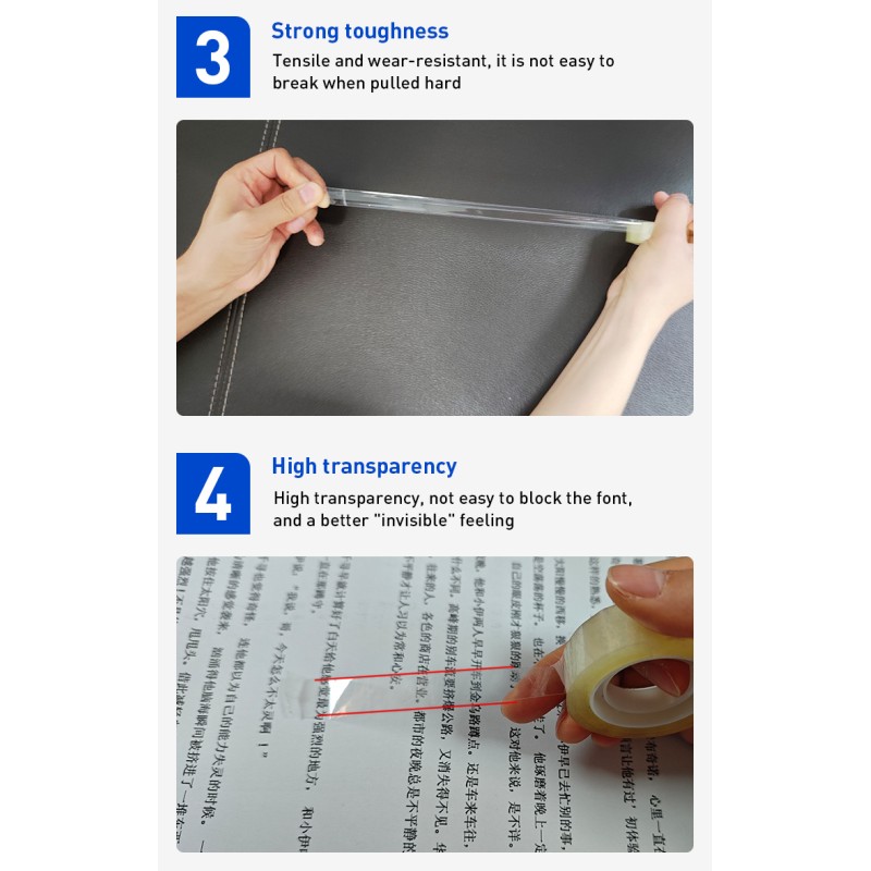 Custom Tearable BOPP Stationery Tape For School Homework Office Notes Mounting