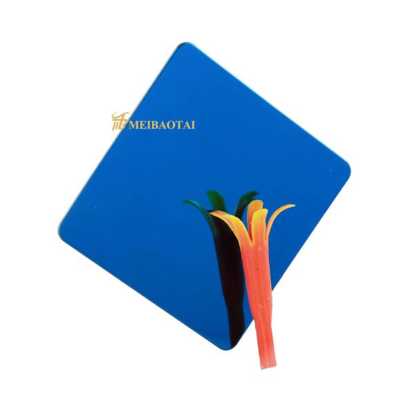 Mirror Finish PVD Blue Coated Coloured Stainless Steel Sheet 0.65mm Thickness for Decorative Use
