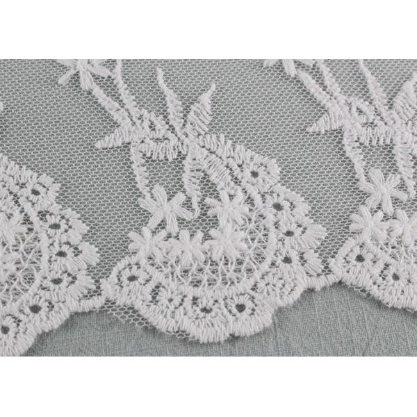 19 CM Floral Embroidered Lace Trim With Scallop Edge For Dress By OEKO - TEX