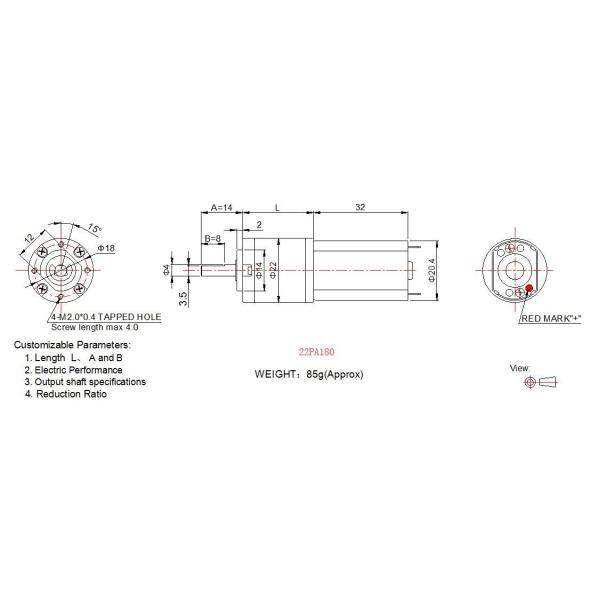 Powder Metallurgy DC Planetary Gear Motor 22mm 12 Volt For Home Appliance