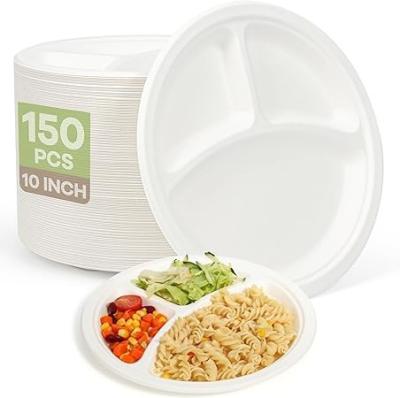 Sugarcane Round Paper Plates Eco-friendly Biodegradable Disposable Bagasse Maded Tableware for Sale