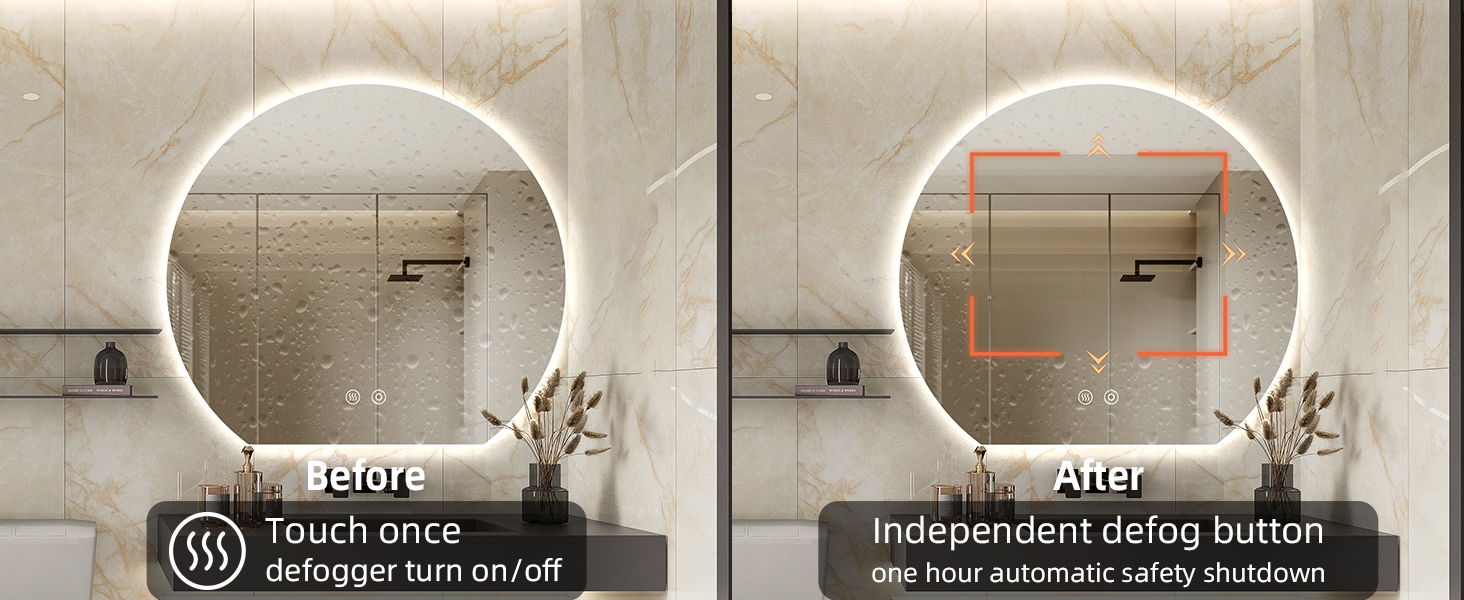 Waterproof Half Circle Backlit Mirror , Modern LED Bathroom Mirror Wall Mounted