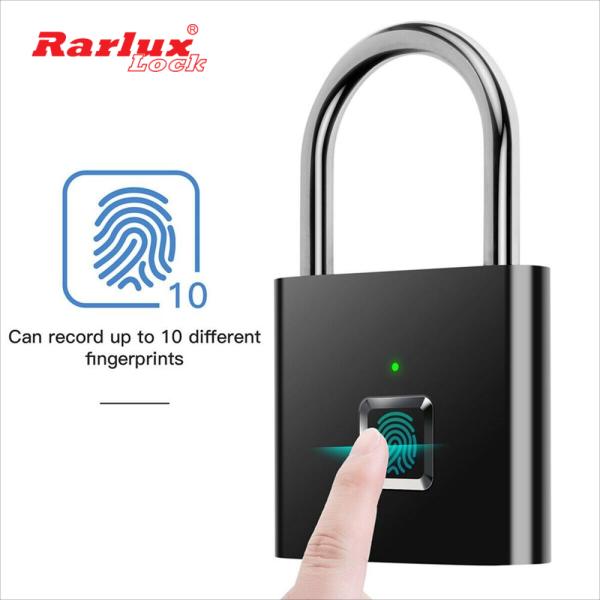 Factory Electronic USB Fingerprint Padlock Charging Portable Zinc Alloy Smart Eco-Friendly 10 Sets Fingerprints RARLUX SY11