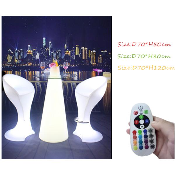 Bens cônicos da luz da tabela de cocktail do diodo emissor de luz do RGB do vidro para a mostra justa do produto