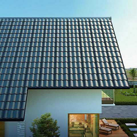 Max. Fuse Current 25A BIPV 50W Red Solar Floor Roof Tiles Topcon Mono Cell Flat Glass Tile for Solar Roof Curve Tile on House