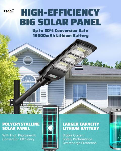500W Solar Street Light IP65 Iluminação exterior à prova d'água 2 peças 6000LM Solar Floodlight