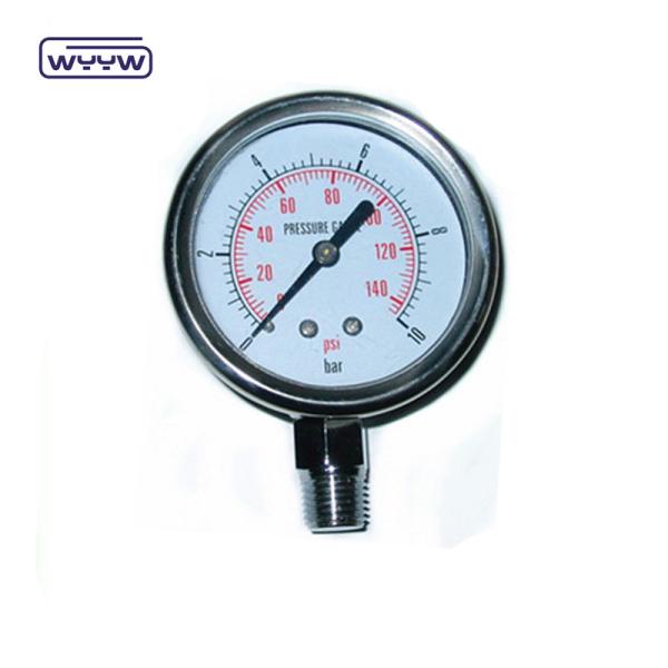 304/316 All Stainless Steel No Oil Pressure Gauge bottom Connection