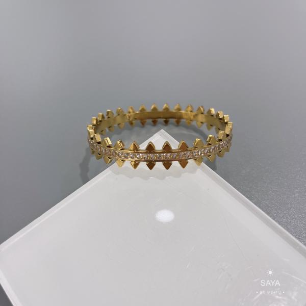 Luxury Jewelry Olive Branch Inlaid Diamond Bracelet Gold Stainless Steel Bangle