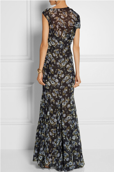 Ladies Women Chiffon Printed Evening Dress