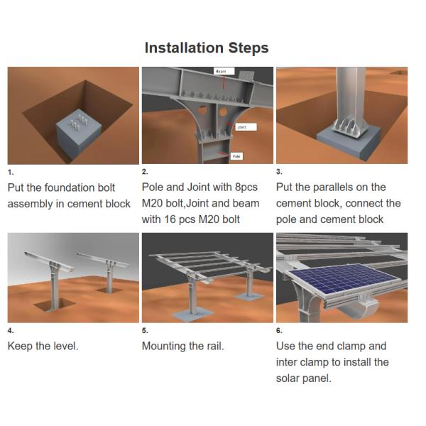 Солнечная электростанция Carport Anodized Q235 Солнечная стальная система Carport для рынка