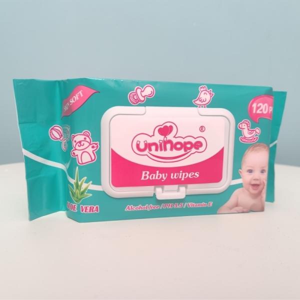 120pcs/bag OEM Spunlace Nonwoven Baby Wet Wipes for Sensitive Skin by Household Bran