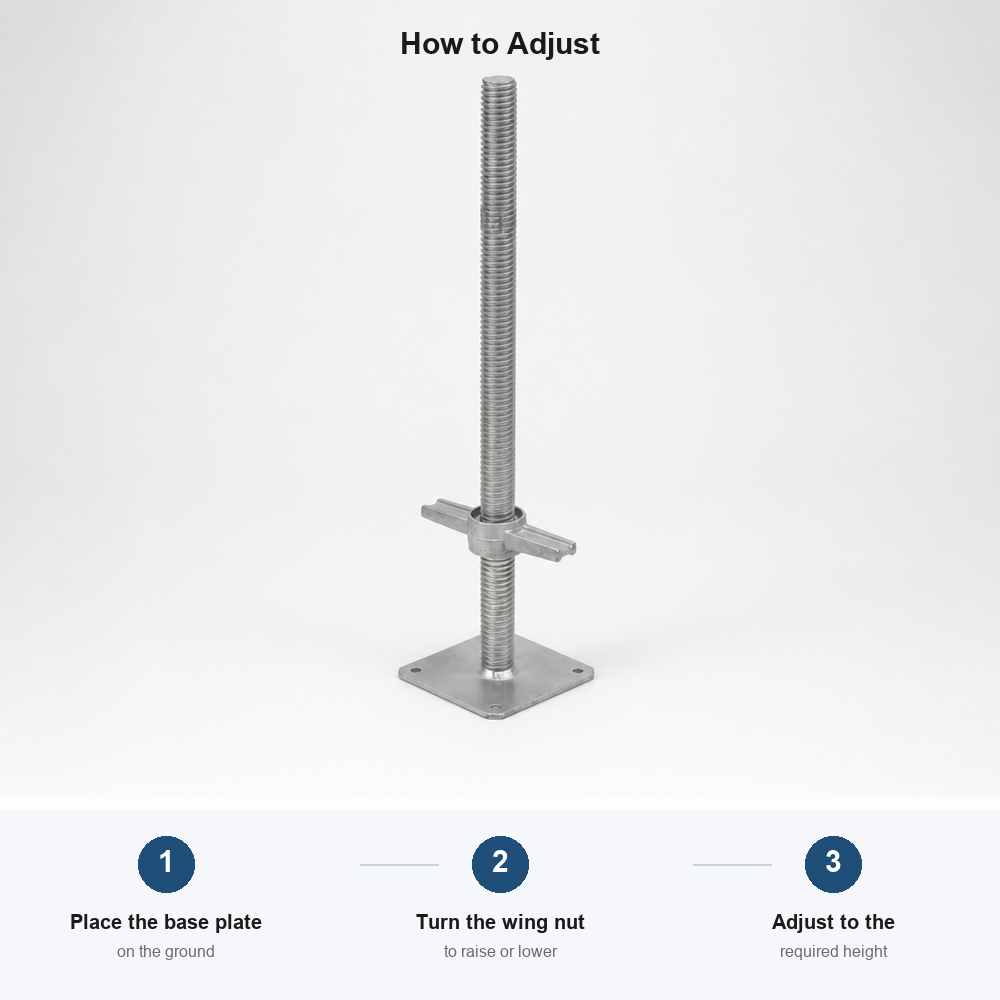 Ringlock Scaffolding Base Jack Adjustable Galvanized Screw Jack Disc-Lock System Leveling Support 30mm 35mm 270-600mm Height
