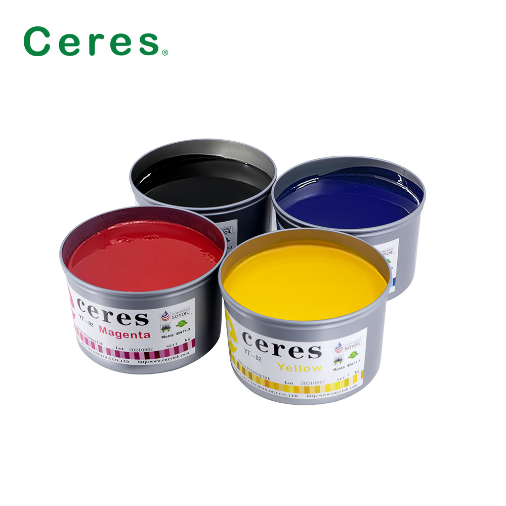 Яркие цвета Оффсетная печатная чернила Бумага высокий глянцевый Cmyk чернила Мажента