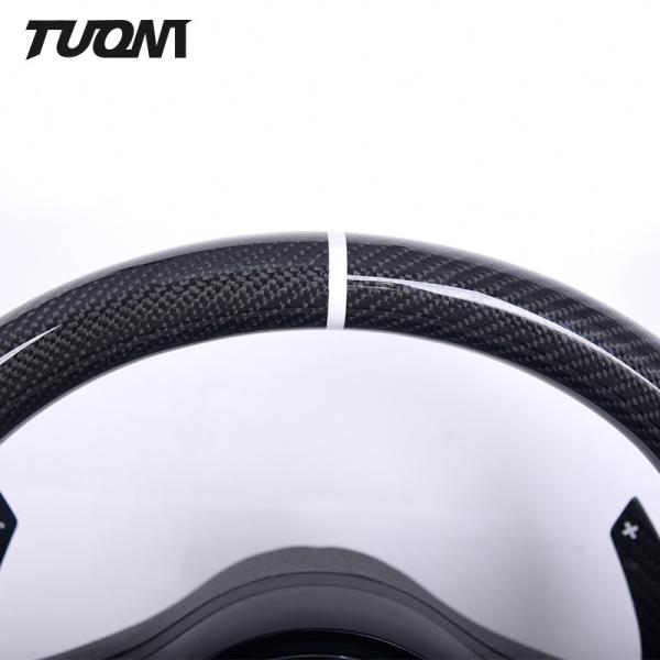 White Stripe Black Perforated Leather Mercedes Steering Wheel Carbon Fiber