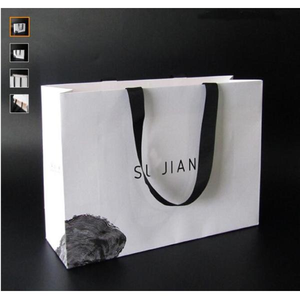 Flower pattern c bag paper carrier bags with logo print & ribbon,paper flower carrier bag with handle string (Red)Fashio