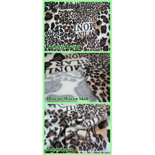 Leopard and letter pattern polyester and spandex blended elastic velvet/velour fabric