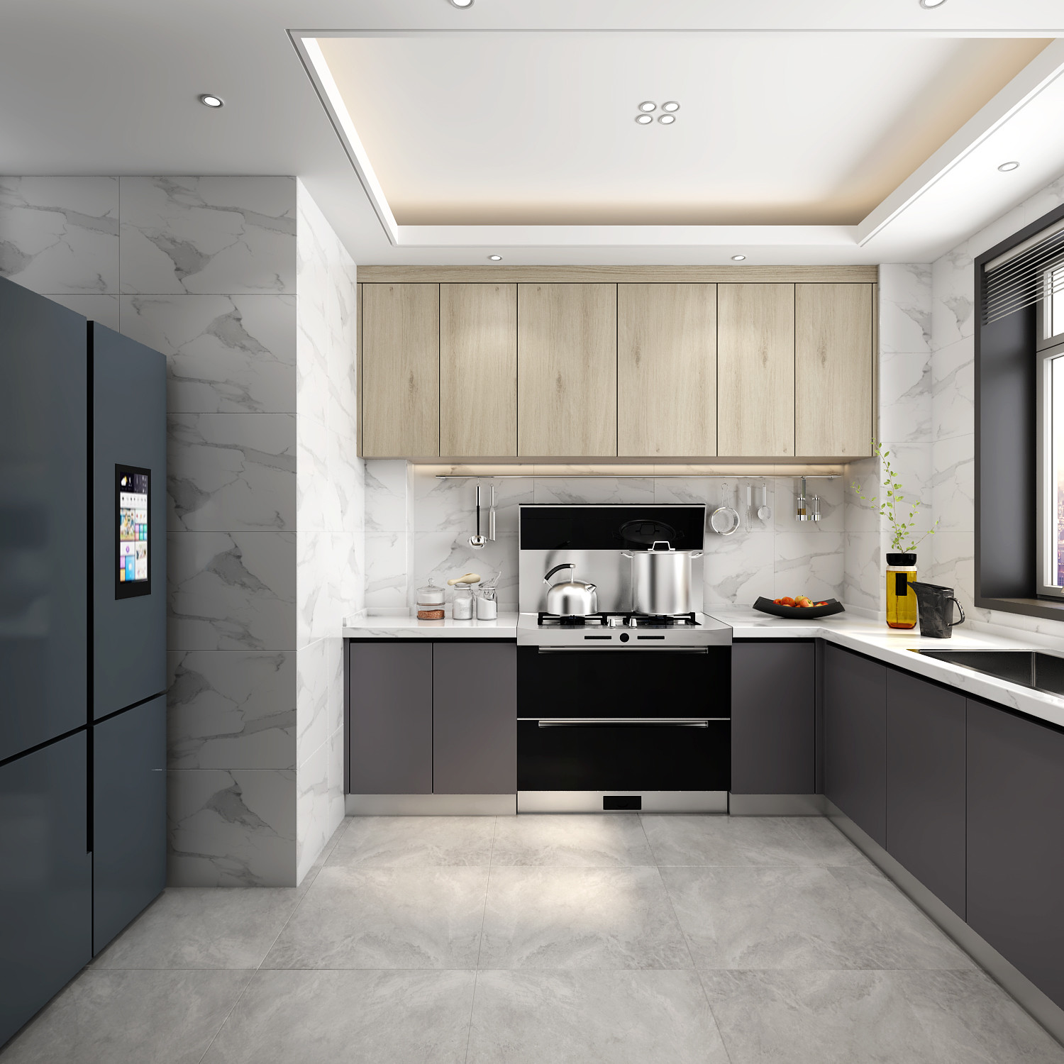 Waterproof Custom Kitchen Cabinets with Solid Wood Construction and Lacquer Coating