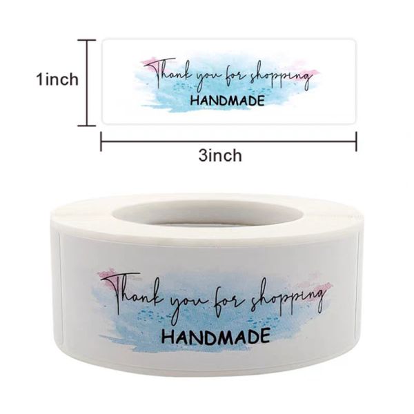 Decorative Thank You Sticker Labels 7.5x2.5cm Seal Packaging Label
