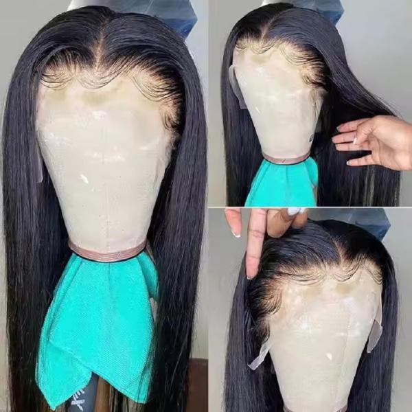 13x4  Transparent Lace Front Wig Bone Straight Human Hair Wig PrePlucked