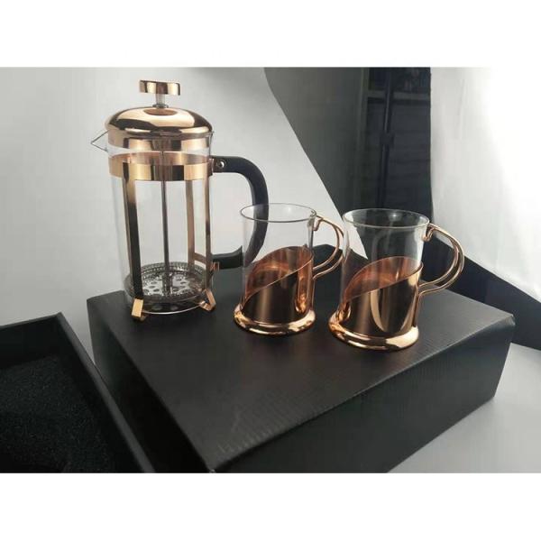 Copo Borosilicato Caneca de Viagem Prensa Francesa Ouro Rosa Portátil 1000ml Aço Inoxidável Prensa Francesa Máquinas de Café