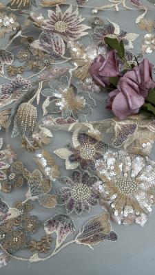 Evening Dresses Polyester Beaded Embroidery Fabric Sequin Lace Spandex