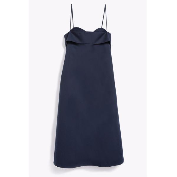 Самое лучшее качество плюс дама Одевать Миди сини военно-морского флота размера элегантная