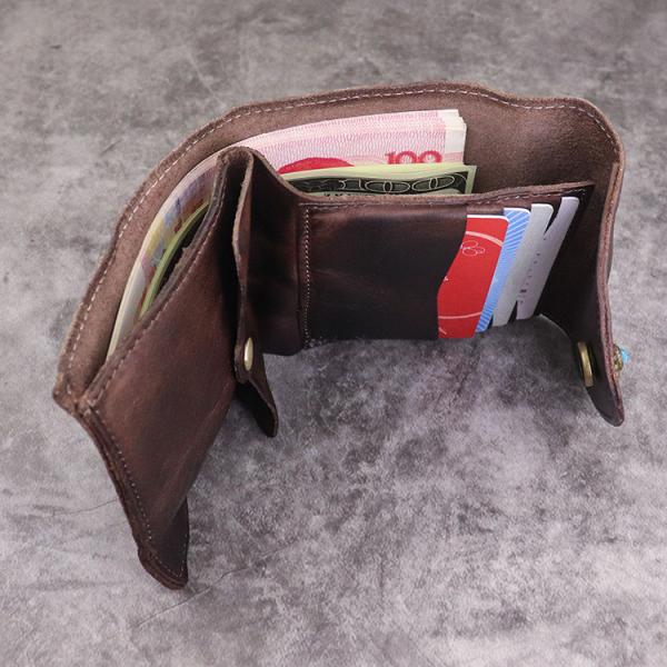 Three-Fold First-Layer Vegetable Tanned Leather Men's Wallet Japanese Style and Trendy