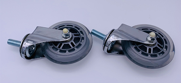 Колесо рицинуса PU стержня потока прозрачное с Chrome покрыло для стула офиса