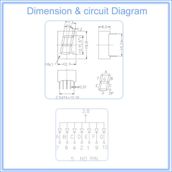 0.50 Inch Single digit 7 Segment LED Display