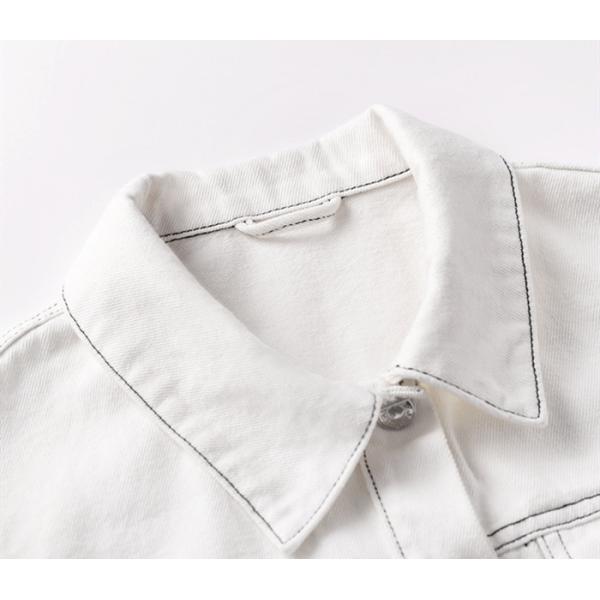 Contrast Stitching Trucker Ladies Denim Jacket With Button Through Placket Fray Hem