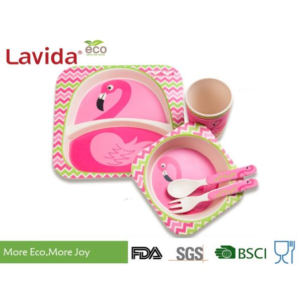 Food Grade Bamboo Childrens Dinner Set BPA Free 5 Pieces Free Heavy Metals
