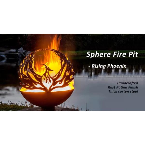 Шарик Феникс на открытом воздухе металла неубедительный делает по образцу яму огня сферы Corten стальную