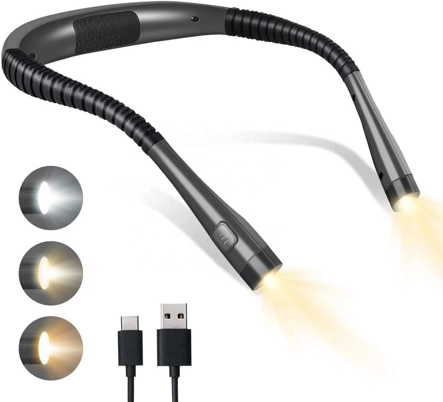 New Model Led Neck Lamp White and Yellow Dual Light Type-C Charging Outdoor