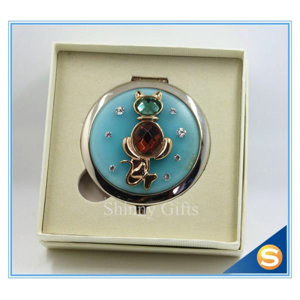 Shinny Gifts Novel Design Convenient Carrying Metal pocket Round Mirror