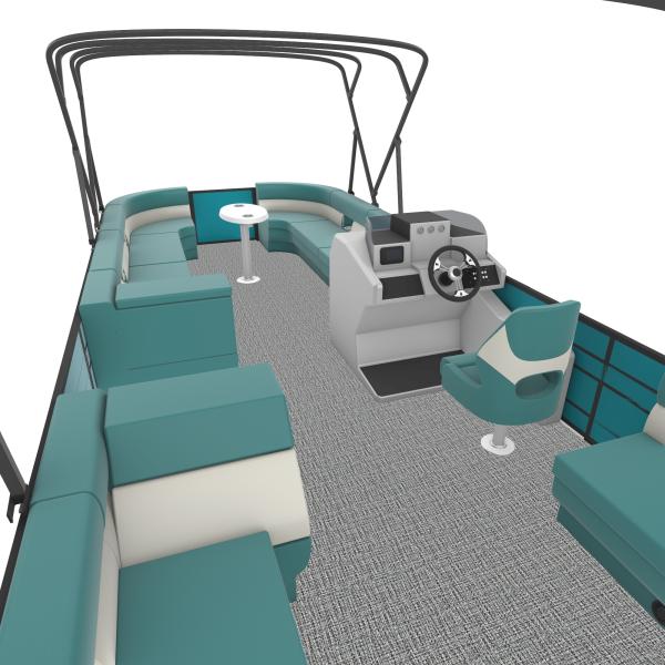 27FT Sport Pontoon Boat with 8.2m Length Four Side Sofa and Blue Interior for Family Leisure