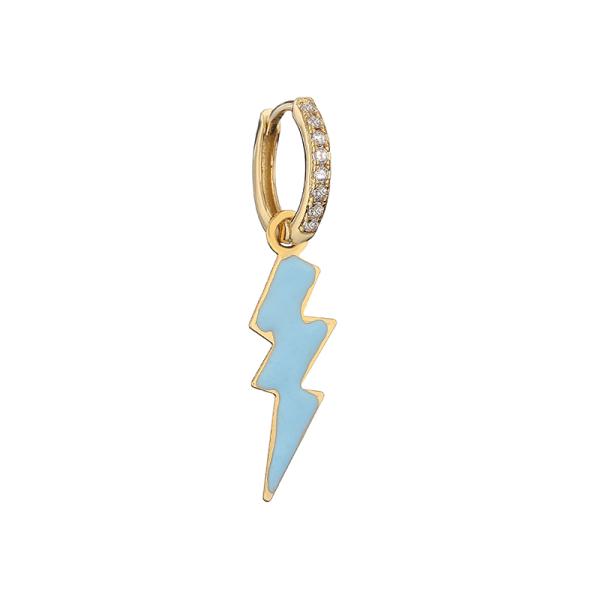 CZ Lightning Bolt Hoop Earrings OEM Classic Gold Plated Enamel Earring