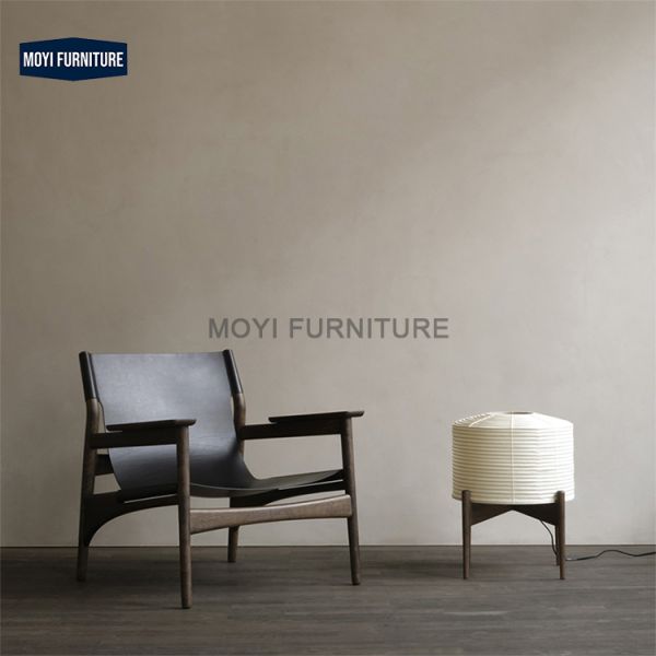 Wood Legs Modern Living Room Sofa Single Accent Chair Saddle Leather Retro Leisure Chair Carpet Surface Recommended