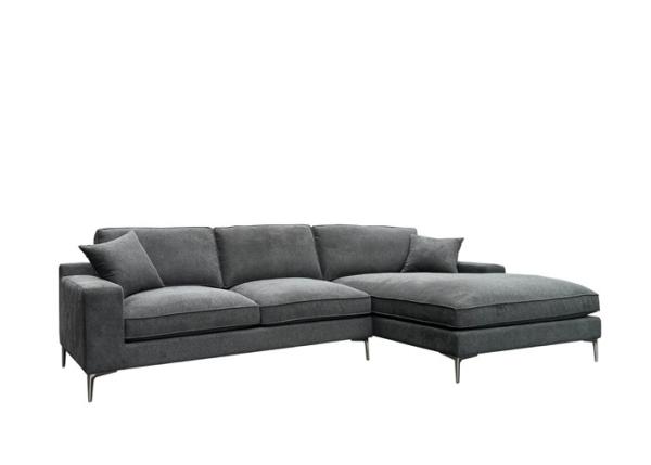 Foam Feather Padded Cushions Sectional Couch Metal Legs Charcoal Sectional Couch