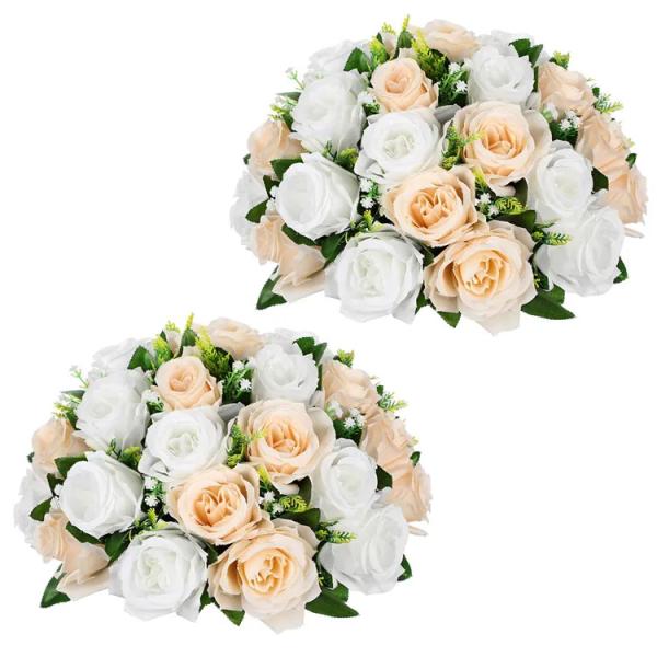 Wholesale Wedding Faux Silk Fake Floral Bouquet Plastic Artificial Roses Flowers Balls for Wedding Centerpieces