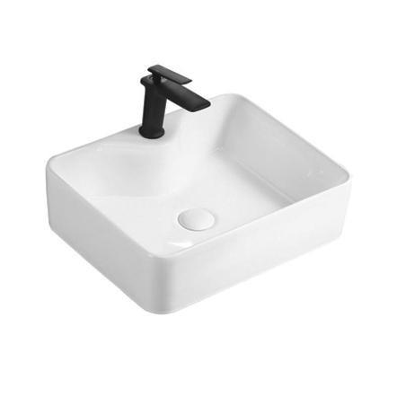 Hôtel à trou unique blanc brillant Ronde lavabo en céramique pour salle de bains