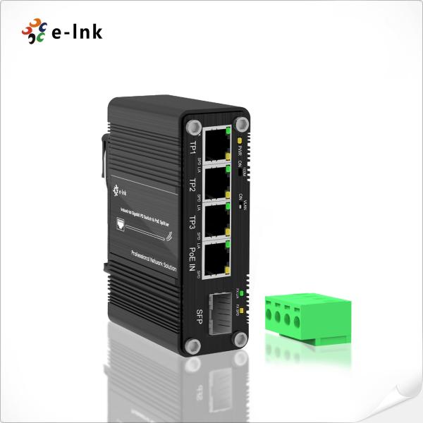 Mini 3-Port 10/100/1000T + 1-Port 100/1000X SFP Hybrid Interface Ethernet Adaptor with PD and PoE Splitter Function