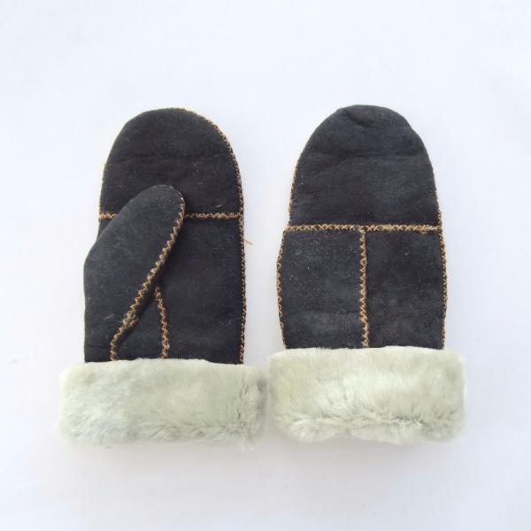 Shearling skin mittens double face leather women fur mitten