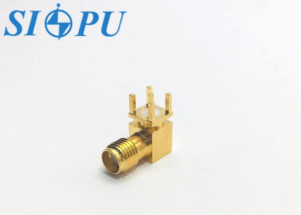 SMA Female RF Coaxial Connector – P Corner Microstrip Type, PCB Soldering