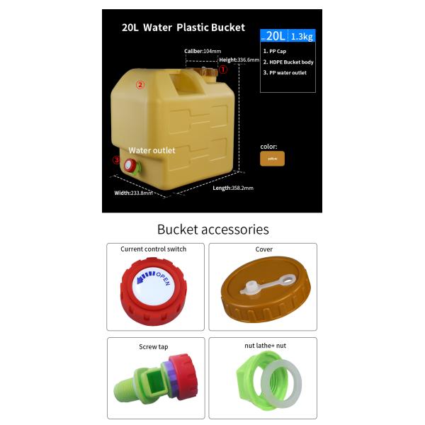 ISO9001 Outdoor 30l 5 Gallon Water Tanks With Handle 85*55mm