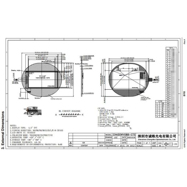 4.3 Inch Small LCD Touch Screen 480X800 Dots IPS TFT Display Module With CTP