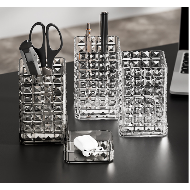 Popular Wholesale Crystal Imitation Acrylic Storage Box Customizable Tool Toothbrush Holder for Kitchen Office