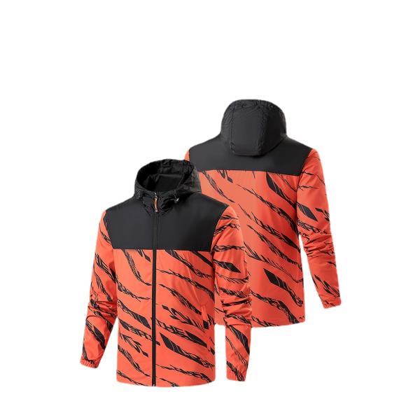 Plus Size Men's Hooded Trench Coat with Windproof Protection and 3D Print Decoration