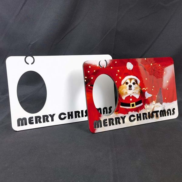 Sublimation MDF Christmas Photo Frame With Doll Personalized Christmas Picture Frames
