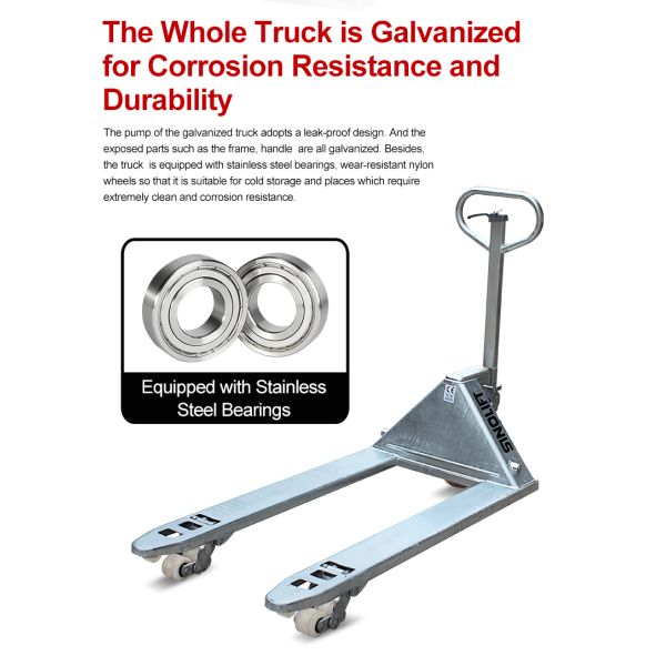 SINOLIFT Load 2500kg Maximum outer width 520mm NPG Hand Galvanized Pallet Truck