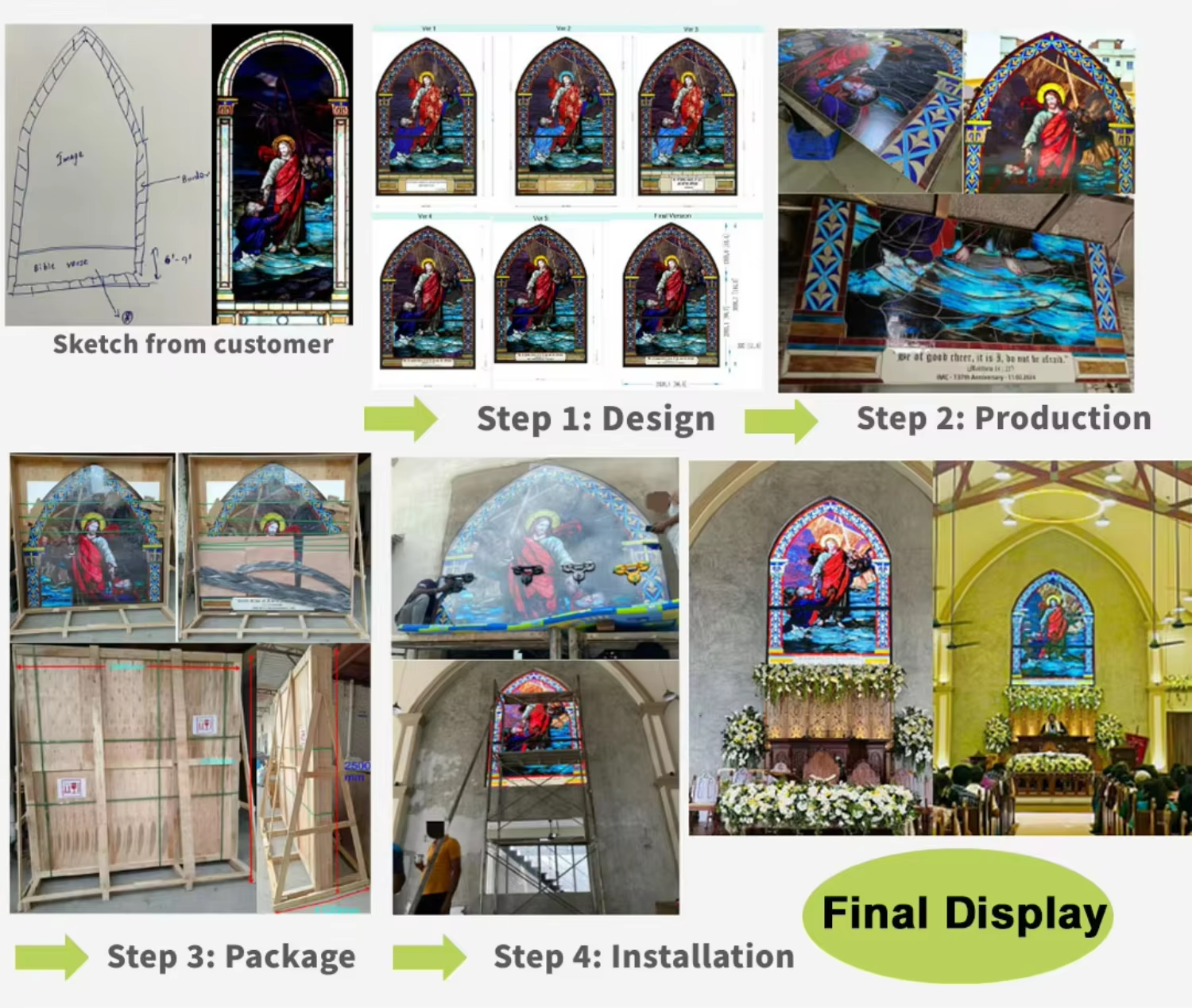 Custom Design Stained Glass Colored Art Decoration Glass Insulated Glass Ceiling